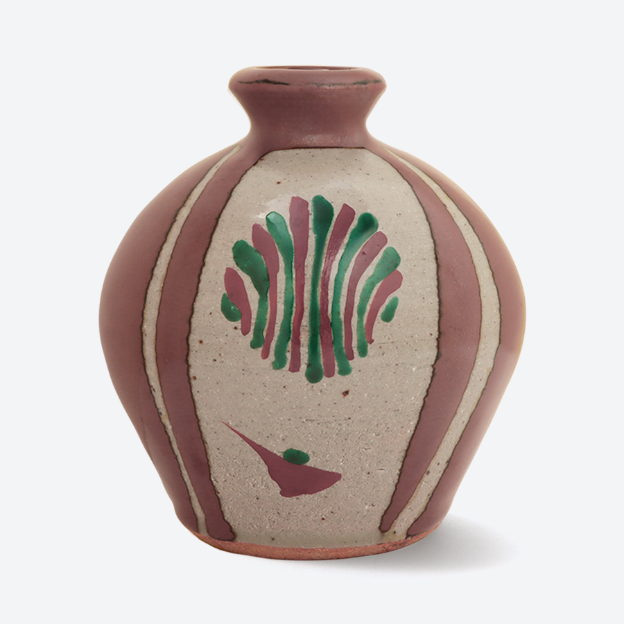 ＜濱田友緒＞濱田窯　柿釉赤絵花瓶